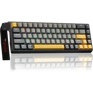 Aula WIN68 HE MAX Magnetic Gaming Keyboard English Version, Light Grey Dark Grey Yellow Design, Meteor Magnetic Switches, 68-Key Compact Layout, Hall Effect Technology, RGB Backlighting, Gaming Keyboard