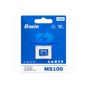 Biwin MS100 UHS-I microSD Memory Card, Up to 256GB Capacity, 100MB/s Read Speed, Up to 50MB/s Write Speed, U3 V30 A1, Class 10 & High-Durability Storage