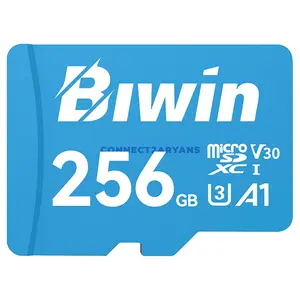 Biwin MS100 UHS-I microSD Memory Card, Up to 256GB Capacity, 100MB/s Read Speed, Up to 50MB/s Write Speed, U3 V30 A1, Class 10 & High-Durability Storage