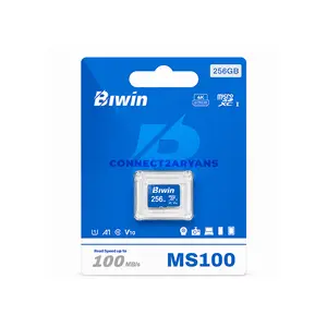 Biwin MS100 UHS-I microSD Memory Card, Up to 256GB Capacity, 100MB/s Read Speed, Up to 50MB/s Write Speed, U3 V30 A1, Class 10 & High-Durability Storage