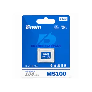 Biwin MS100 UHS-I microSD Memory Card, Up to 256GB Capacity, 100MB/s Read Speed, Up to 50MB/s Write Speed, U3 V30 A1, Class 10 & High-Durability Storage