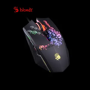 Bloody A60 Black Light Strike Gaming Mouse, 6200 CPI Optical Sensor, Light Strike Optical Switches, RGB Lighting Effects, Ultra-Fast Response Gaming Mouse, Wired USB Connectivity