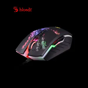 Bloody A60 Black Light Strike Gaming Mouse, 6200 CPI Optical Sensor, Light Strike Optical Switches, RGB Lighting Effects, Ultra-Fast Response Gaming Mouse, Wired USB Connectivity