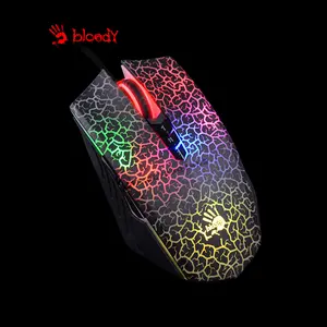 Bloody A70 Black Crack Drag Clicking Gaming Mouse, 6200 CPI Optical Sensor, Light Strike Optical Switches, Neon Backlit Effects, Drag Click Optimized Design, Wired USB Gaming Mouse