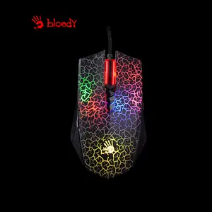 Bloody A70 Black Crack Drag Clicking Gaming Mouse, 6200 CPI Optical Sensor, Light Strike Optical Switches, Neon Backlit Effects, Drag Click Optimized Design, Wired USB Gaming Mouse