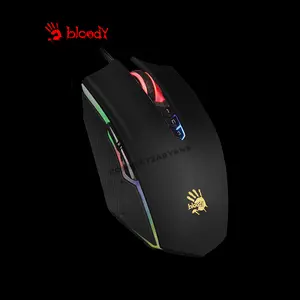 Bloody A70 Matte Black Drag Clicking Gaming Mouse, 6200 CPI Optical Sensor, Light Strike Optical Switches, Neon Backlit Lighting, Drag Click Optimized Design, Wired USB Gaming Mouse