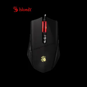Bloody A70 Matte Black Drag Clicking Gaming Mouse, 6200 CPI Optical Sensor, Light Strike Optical Switches, Neon Backlit Lighting, Drag Click Optimized Design, Wired USB Gaming Mouse