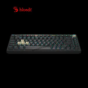Bloody AT75 Alpha Black Optical Mechanical Gaming Keyboard, 75% Compact Layout, Optical Switch Technology, Voice-Activated LED Lighting Bar, RGB Backlighting, Gaming Keyboard