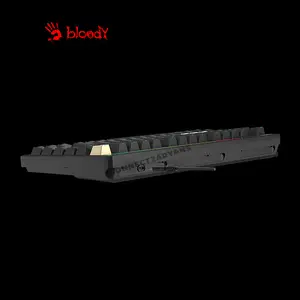 Bloody AT75 Alpha Black Optical Mechanical Gaming Keyboard, 75% Compact Layout, Optical Switch Technology, Voice-Activated LED Lighting Bar, RGB Backlighting, Gaming Keyboard
