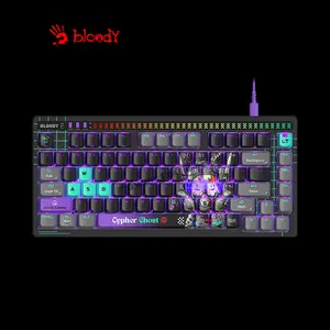 Bloody AT75 Alpha Cypher Ghost Optical Switch Mechanical Gaming Keyboard, 75% Compact Layout, Voice-Activated LED Lighting Bar, RGB Backlighting, Optical Mechanical Switches, Gaming Keyboard