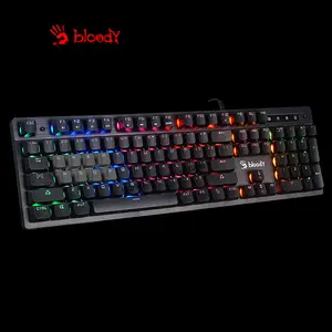 Bloody B500N Black Mecha-Like Gaming Keyboard, Mecha-Like Switch Technology, Neon Backlit Illumination, Multi-Key Anti-Ghosting, Spill Resistant Design, Wired USB Gaming Keyboard