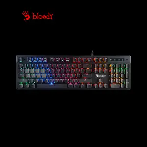 Bloody B500N Black Mecha-Like Gaming Keyboard, Mecha-Like Switch Technology, Neon Backlit Illumination, Multi-Key Anti-Ghosting, Spill Resistant Design, Wired USB Gaming Keyboard