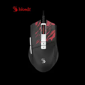 Bloody ES8 Fire Black RGB Gaming Mouse, 6000 CPI Optical Sensor, Fire Black Edition Design, RGB Lighting Effects, Ergonomic Gaming Design, Wired USB Gaming Mouse