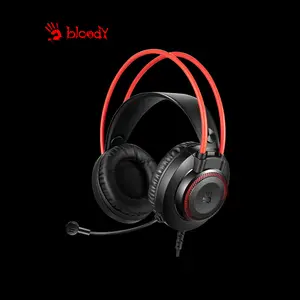 Bloody G200 Black Red Gaming Headset, Stereo Audio Drivers, Noise-Cancelling Microphone, Comfortable Over-Ear Design, Wired Gaming Headset
