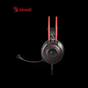 Bloody G200 Black Red Gaming Headset, Stereo Audio Drivers, Noise-Cancelling Microphone, Comfortable Over-Ear Design, Wired Gaming Headset