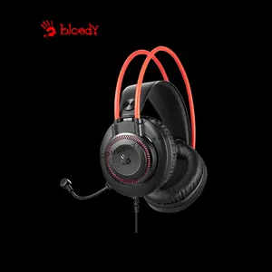 Bloody G200 Black Red Gaming Headset, Stereo Audio Drivers, Noise-Cancelling Microphone, Comfortable Over-Ear Design, Wired Gaming Headset