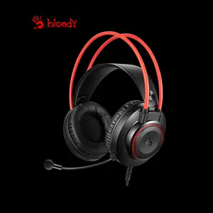 Bloody G200S Black Red Gaming Headset, Stereo Audio Drivers, Noise-Cancelling Microphone, Comfortable Over-Ear Design, Wired Gaming Headset