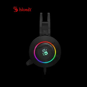 Bloody G521 Black Virtual 7.1 Surround Sound Gaming Headset, RGB Lighting Effects, Noise-Cancelling Microphone, Comfortable Over-Ear Design, USB Gaming Headset