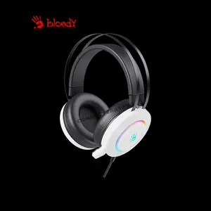 Bloody G521 White Virtual 7.1 Surround Sound Gaming Headset, RGB Lighting Effects, Noise-Cancelling Microphone, Comfortable Over-Ear Design, USB Gaming Headset
