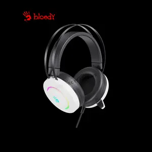 Bloody G521 White Virtual 7.1 Surround Sound Gaming Headset, RGB Lighting Effects, Noise-Cancelling Microphone, Comfortable Over-Ear Design, USB Gaming Headset