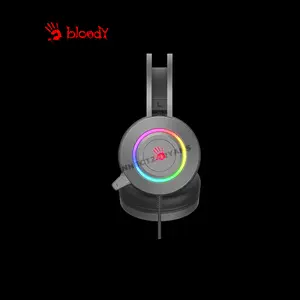 Bloody G521S Grey Gaming Headset, Virtual 7.1 Surround Sound, Noise-Cancelling Microphone, RGB Lighting Effects, Grey Over-Ear Gaming Headset