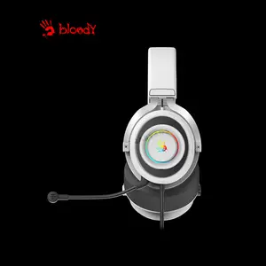 Bloody G535 Black & White Gaming Headset, Virtual 7.1 Surround Sound, Noise-Cancelling Microphone, RGB Lighting Effects, Comfortable Over-Ear Gaming Headset