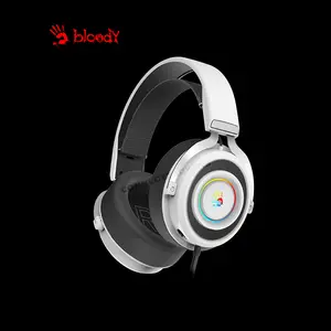 Bloody G535 Black & White Gaming Headset, Virtual 7.1 Surround Sound, Noise-Cancelling Microphone, RGB Lighting Effects, Comfortable Over-Ear Gaming Headset