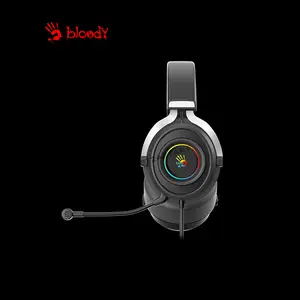 Bloody G535P Black & Silver Gaming Headset, Virtual 7.1 Surround Sound, Noise-Cancelling Microphone, RGB Lighting Effects, Premium Over-Ear Gaming Headset