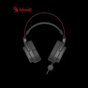 Bloody G560 Red Gaming Headset, Virtual 7.1 Surround Sound, Noise-Cancelling Microphone, RGB Lighting Effects, Comfortable Over-Ear Gaming Headset