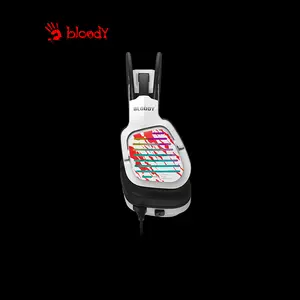 Bloody G565 Energy White Gaming Headset, Virtual 7.1 Surround Sound, Noise-Cancelling Microphone, RGB Lighting Effects, Energy White Over-Ear Gaming Headset