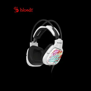 Bloody G565 Energy White Gaming Headset, Virtual 7.1 Surround Sound, Noise-Cancelling Microphone, RGB Lighting Effects, Energy White Over-Ear Gaming Headset