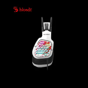 Bloody G565 Energy White Gaming Headset, Virtual 7.1 Surround Sound, Noise-Cancelling Microphone, RGB Lighting Effects, Energy White Over-Ear Gaming Headset