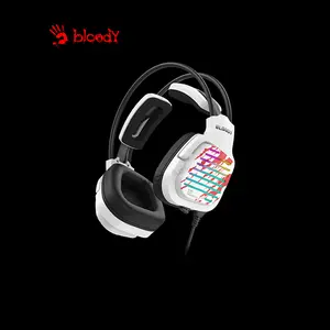 Bloody G565 Energy White Gaming Headset, Virtual 7.1 Surround Sound, Noise-Cancelling Microphone, RGB Lighting Effects, Energy White Over-Ear Gaming Headset