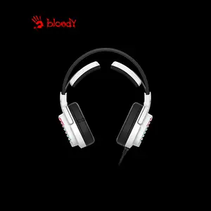 Bloody G565 Energy White Gaming Headset, Virtual 7.1 Surround Sound, Noise-Cancelling Microphone, RGB Lighting Effects, Energy White Over-Ear Gaming Headset