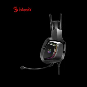 Bloody G575 Black Gaming Headset, Virtual 7.1 Surround Sound, Noise-Cancelling Microphone, RGB Lighting Effects, Comfortable Over-Ear Gaming Headset