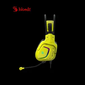 Bloody G575 Punk Yellow Gaming Headset, Virtual 7.1 Surround Sound, Noise-Cancelling Microphone, RGB Lighting Effects, Punk Yellow Over-Ear Gaming Headset