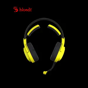 Bloody G575 Punk Yellow Gaming Headset, Virtual 7.1 Surround Sound, Noise-Cancelling Microphone, RGB Lighting Effects, Punk Yellow Over-Ear Gaming Headset