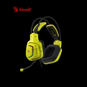 Bloody G575 Punk Yellow Gaming Headset, Virtual 7.1 Surround Sound, Noise-Cancelling Microphone, RGB Lighting Effects, Punk Yellow Over-Ear Gaming Headset