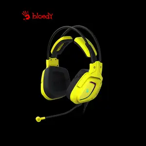 Bloody G575 Punk Yellow Gaming Headset, Virtual 7.1 Surround Sound, Noise-Cancelling Microphone, RGB Lighting Effects, Punk Yellow Over-Ear Gaming Headset