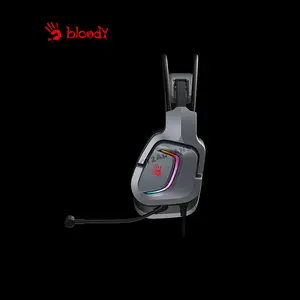 Bloody G575 Pro Grey Gaming Headset, Virtual 7.1 Surround Sound, Noise-Cancelling Microphone, RGB Lighting Effects, Premium Over-Ear Gaming Headset