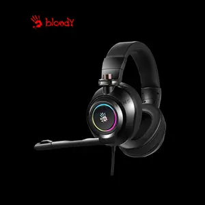 Bloody G580 Black Gaming Headset, Virtual 7.1 Surround Sound, Noise-Cancelling Microphone, RGB Lighting Effects, Comfortable Over-Ear Gaming Headset