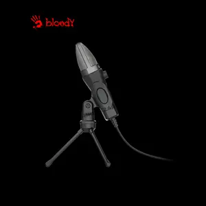 Bloody GM20 USB Gaming Microphone, Cardioid Pickup Pattern, 10mm Electret Condenser Capsule, Built-In Pop Filter, Press-to-Mute Function, Tripod Stand