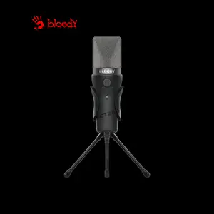 Bloody GM20 USB Gaming Microphone, Cardioid Pickup Pattern, 10mm Electret Condenser Capsule, Built-In Pop Filter, Press-to-Mute Function, Tripod Stand