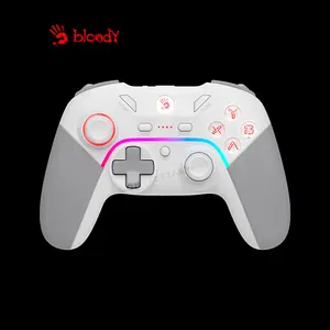Bloody GPW70 RGB Wireless Gaming Controller Sports White, 2.4GHz Wireless & USB Wired Connectivity, Dual Vibration Feedback, RGB Lighting Effects, Multi-Platform Gaming Controller
