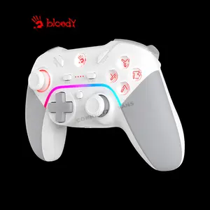 Bloody GPW70 RGB Wireless Gaming Controller Sports White, 2.4GHz Wireless & USB Wired Connectivity, Dual Vibration Feedback, RGB Lighting Effects, Multi-Platform Gaming Controller