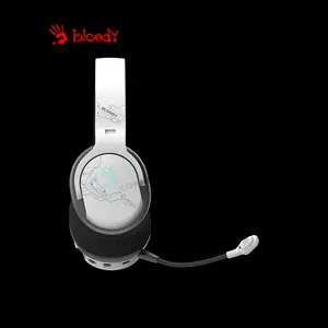 Bloody GR370 White Wireless Gaming Headset, 2.4GHz Wireless + Bluetooth 5.3 Connectivity, Dual Wireless Mode, Gaming Audio Headset, Integrated Microphone