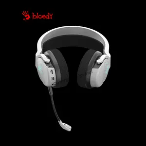 Bloody GR370 White Wireless Gaming Headset, 2.4GHz Wireless + Bluetooth 5.3 Connectivity, Dual Wireless Mode, Gaming Audio Headset, Integrated Microphone