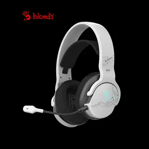 Bloody GR370 White Wireless Gaming Headset, 2.4GHz Wireless + Bluetooth 5.3 Connectivity, Dual Wireless Mode, Gaming Audio Headset, Integrated Microphone
