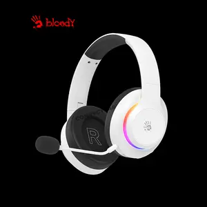 Bloody GR520 White Wireless Gaming Headset, 2.4GHz Wireless + Bluetooth 5.3 Connectivity, Dual Wireless Mode, Gaming Audio Headset, Integrated Microphone