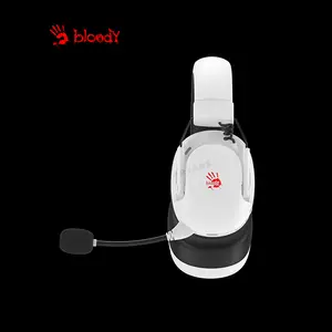 Bloody GR585 White Wireless Gaming Headset, 2.4GHz Wireless + Bluetooth 5.3 Connectivity, Dual Wireless Mode, Gaming Audio Headset, Integrated Microphone